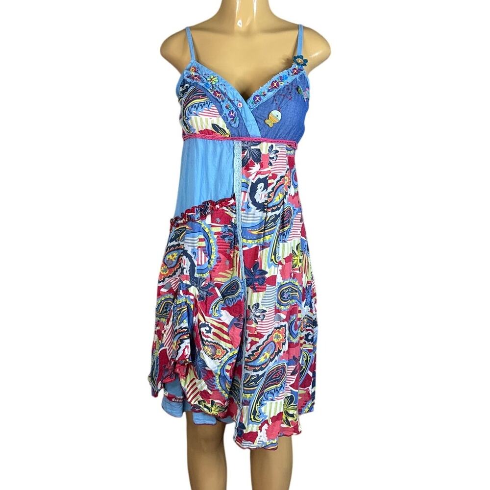 Farinelli Sleeveless Patchwork Summer Dress Size Medium